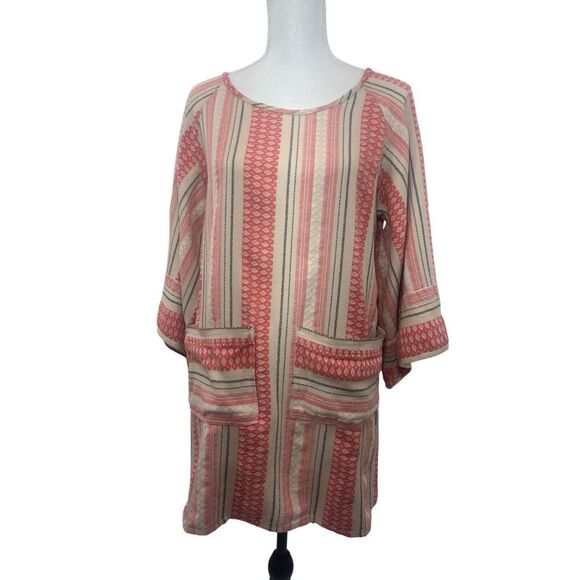 Anthropology  Stark X Small Pink Beige Stripe Cotton Tunic Top made in the USA b - Picture 2 of 16